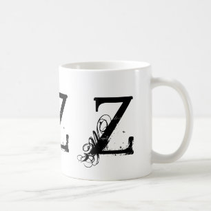 Monogram Initial Z Black & White Grunge Coffee Mug