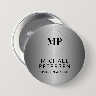 Monogram initials and name personalised 7.5 cm round badge