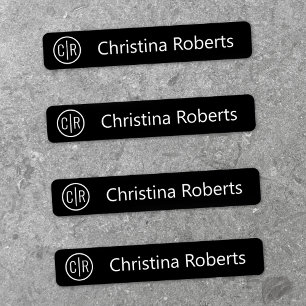 Monogram initials and text black fabric clothing