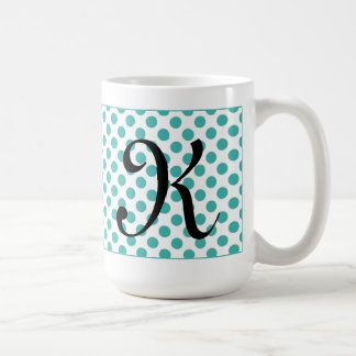 Monogram Initials Aqua Polka Dots Mug