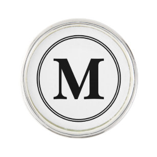 Monogram initials black and white  Lapel Pin