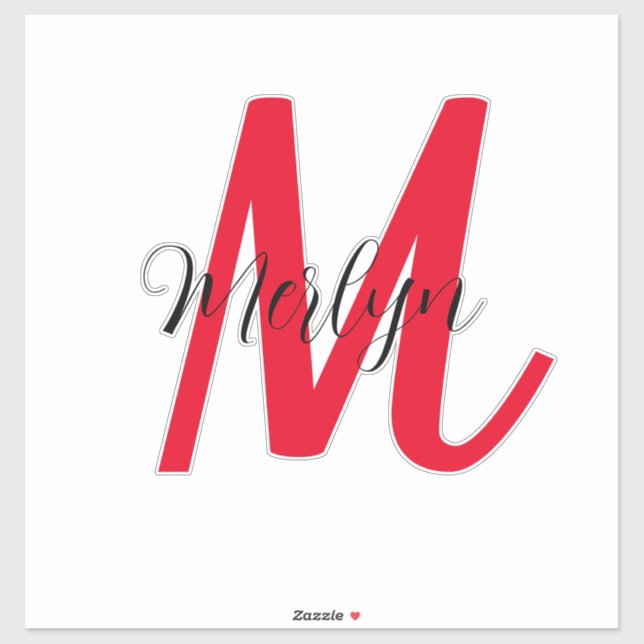 Monogram Initials Black Red Bold Custom Text Name (Sheet)