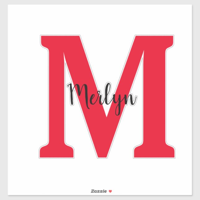 Monogram Initials Black Red Custom Name Colour (Sheet)