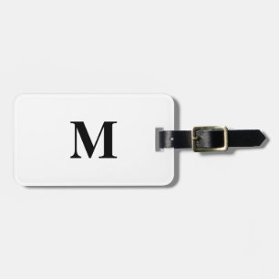 Monogram Initials Black White Custom Name Gift Luggage Tag