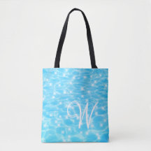 Monogram Initials blue water ripple water texture