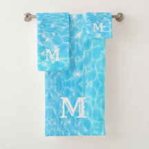 Monogram Initials blue water ripple water textures