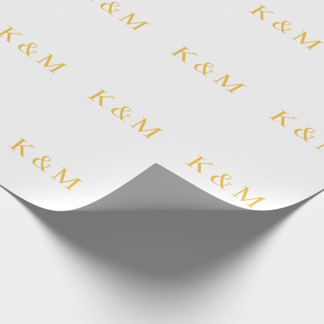 Monogram Initials Bride Groom Couple Name Wedding Wrapping Paper (Corner)