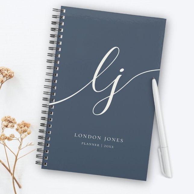 Monogram Initials Business Planner Script Navy (Creator Uploaded)
