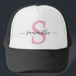Monogram Initials Calligraphy Minimalistic  Trucker Hat<br><div class="desc">This design may be personalised in the area provided by changing the photo and/or text. Or it can be customised by clicking Personalise this Template and then choosing the click to customise further option and delete or change the colour of the background, add text, change the text colour or style,...</div>