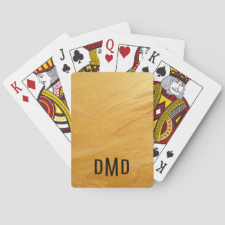 Monogram Initials Chic Gold and Black Bridge Playing Cards