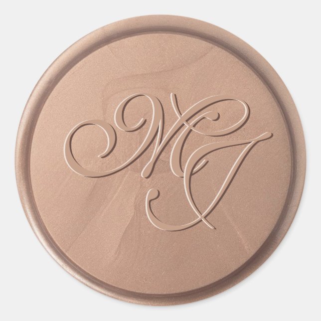 Monogram Initials Chocolate Brown Wax Seal Sticker (Front)