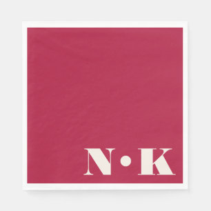 Monogram Initials Christmas Red Custom Wedding Napkin
