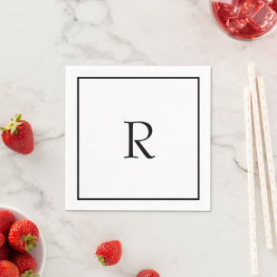 Monogram Initials Custom Name Black White Cool Napkin