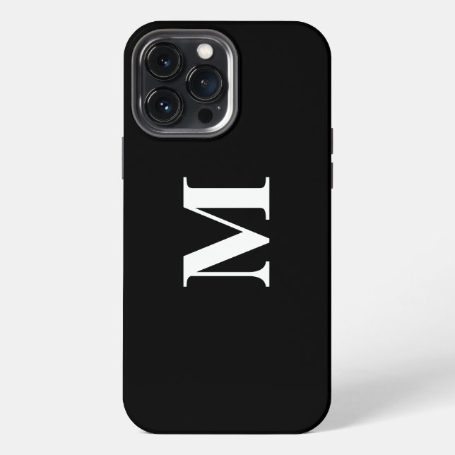 Monogram Initials Custom Name Black White Gift iPhone Case (Back)