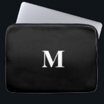 Monogram Initials Custom Name Black White Gift Laptop Sleeve<br><div class="desc">Monogrammed initial template designed with simple, elegant and trendy black and white background, you can change the colours if you wish.</div>