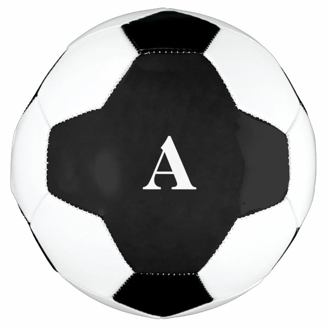 Monogram Initials Custom Name Black White Gift Pla Football (Front)