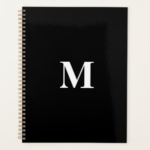 Monogram Initials Custom Name Black White Gift Planner