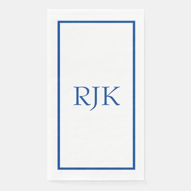 Monogram Initials Custom Name Blue Trendy 2023  Napkin (Front)