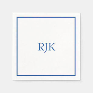 Monogram Initials Custom Name Blue Trendy 2024 Napkin