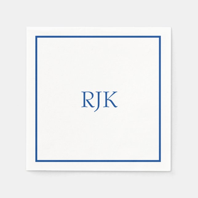 Monogram Initials Custom Name Blue Trendy 2024 Napkin (Front)