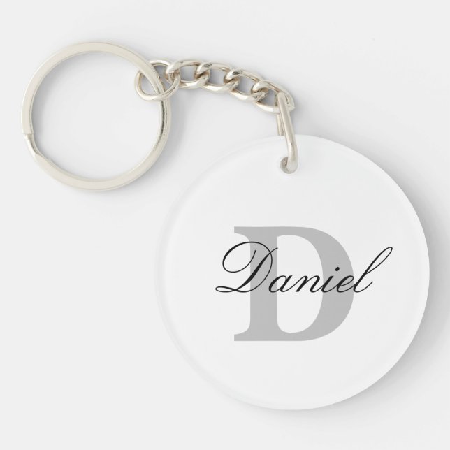 Monogram Initials Custom Name Father's Day Gift Key Ring (Front)