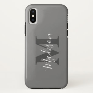 Monogram Initials Custom Name Gray White Gift iPhone XS Case
