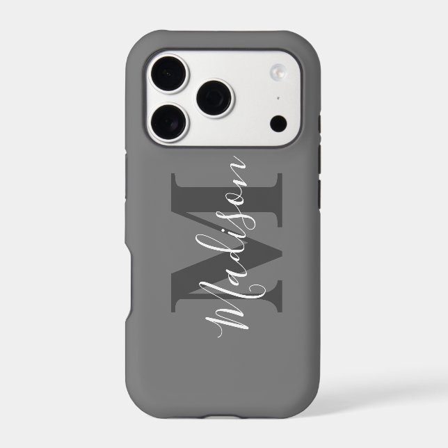 Monogram Initials Custom Name Grey White Gift (Back)