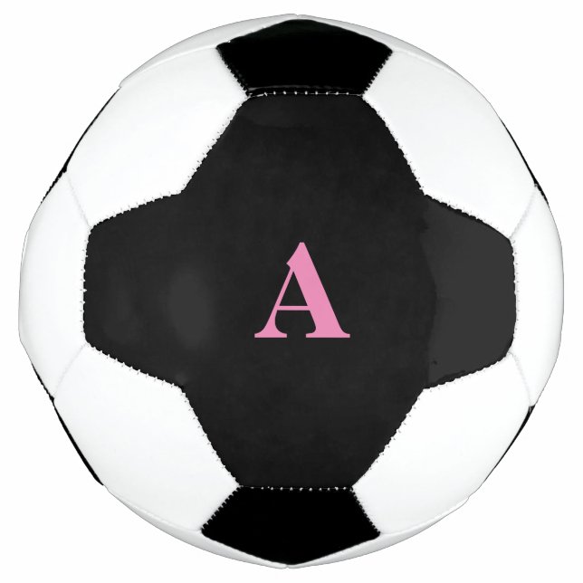 Monogram Initials Custom Name Pink Black Trendy Football (Front)