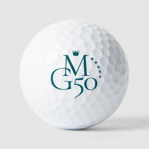 Monogram Initials Dark Teal Crown Stars Birthday Golf Balls