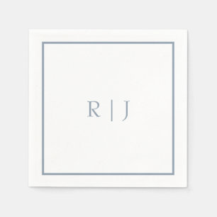 Monogram Initials Dusty Blue Simple Wedding Napkin