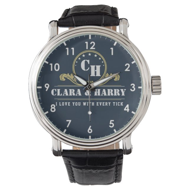  Monogram Initials elegant minimalist weeding gift Watch (Front)