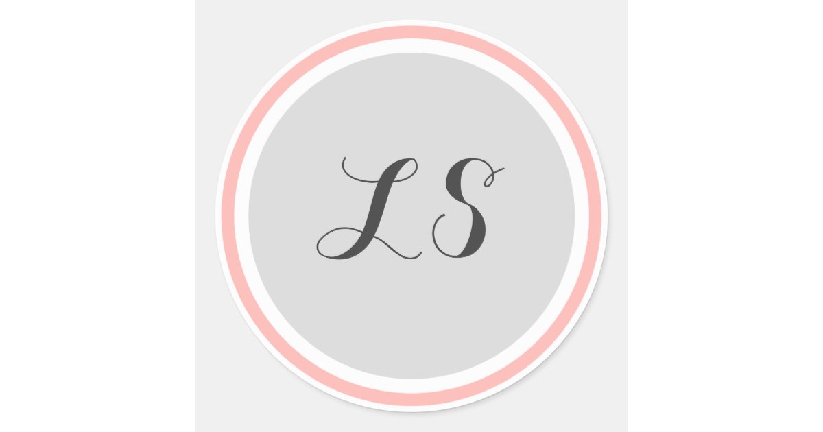 Monogram Initials Grey White Pink Circle Border Classic