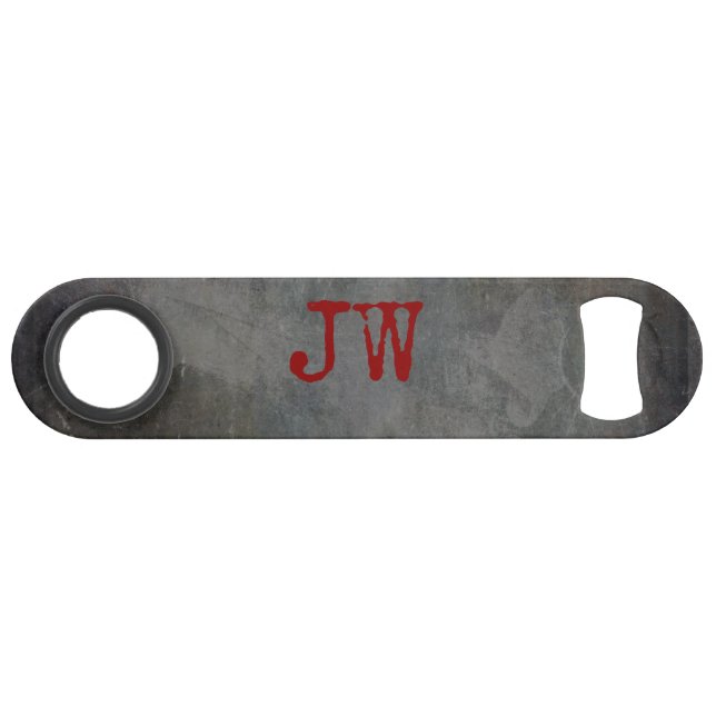 Monogram Initials Groomsman Bestman Urban Grey Red (Back Horizontal)
