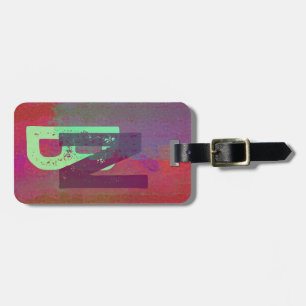 Monogram Initials Grunge Funky Purple Green Art Luggage Tag