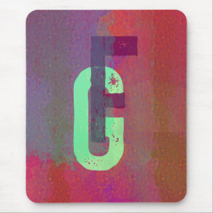 Monogram Initials Grunge Funky Purple Green Art Mouse Mat
