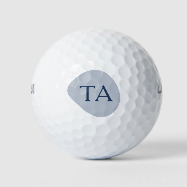 Monogram Initials in Navy Blue on Colour Bubble Golf Balls (Front)