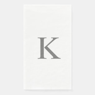 Monogram Initials Letter Grey Grey White Napkin