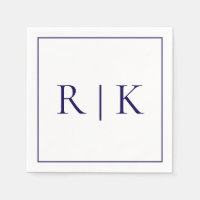 Monogram Initials Letters Deep Navy Blue Wedding