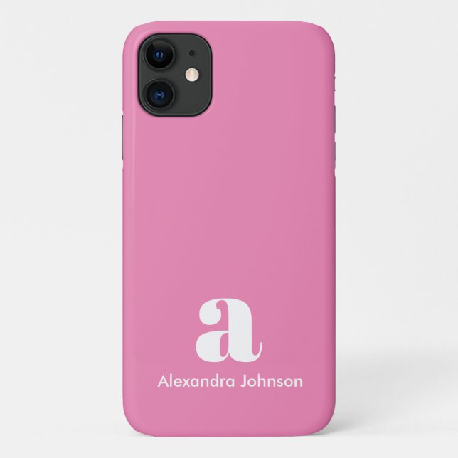 Monogram Initials Minimal Simple Pink Modern Case-Mate iPhone Case (Back)