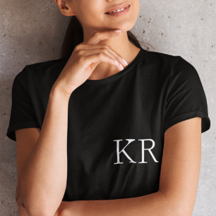 Monogram Initials | Modern Black Elegant T-Shirt