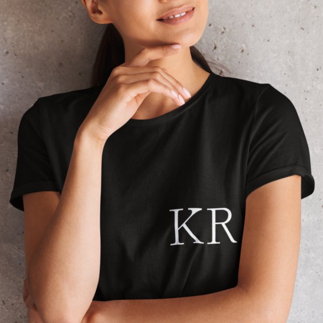 Monogram Initials | Modern Black Elegant T-Shirt (Creator Uploaded)
