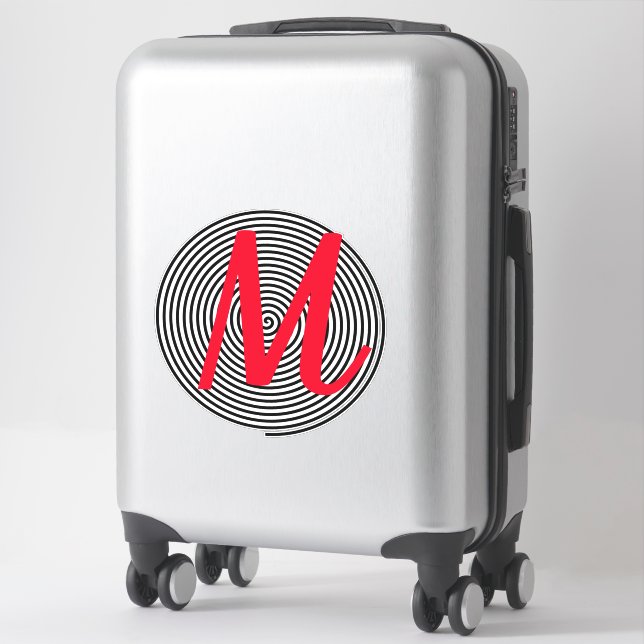 Monogram Initials Name Black And Red Cool Unique (Suitcase)