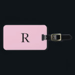 Monogram Initials Name Black Pastel Pink Gift Cute Luggage Tag<br><div class="desc">Monogrammed initial and also personal details like name,  address,  phone number and email all of which you can edit. Designed with solid pastel pink background with black colour texts,  you can change both the colours if you wish.</div>