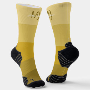 MONOGRAM INITIALS NAME GOLD GRADIENT LINE PATTERN SOCKS