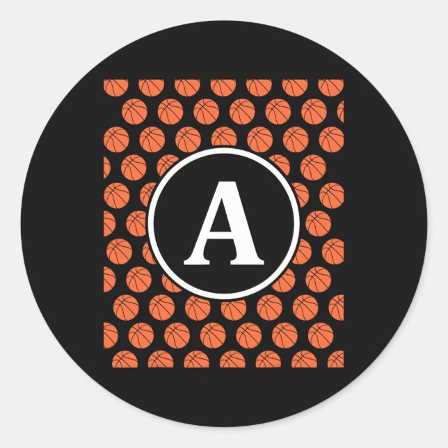 Monogram Initials Name Letter A Sketll Pattern Spo Classic Round Sticker (Front)