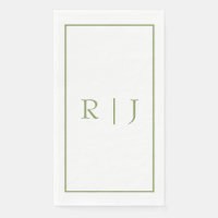 Monogram Initials Name Moss Green Elegant Wedding