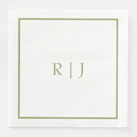 Monogram Initials Name Moss Green Trendy Wedding