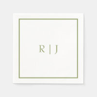 Monogram Initials Name Moss Green Trendy Wedding