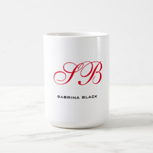 Monogram Initials Name Plain Modern Minimalist Coffee Mug