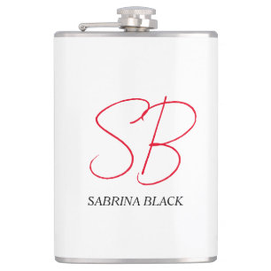 Monogram Initials Name Plain Modern Minimalist Hip Flask